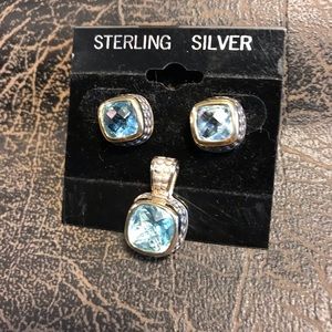 Sterling silver pierced earrings and pendant set